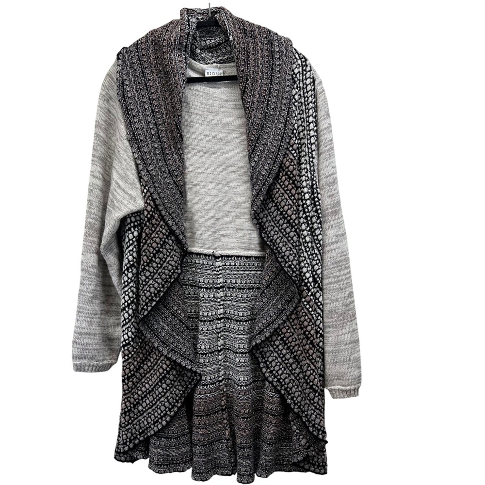 SIONI Studios Knit Cardigan Women's 3X Waterfall Draped Open Front Ruffle Collar